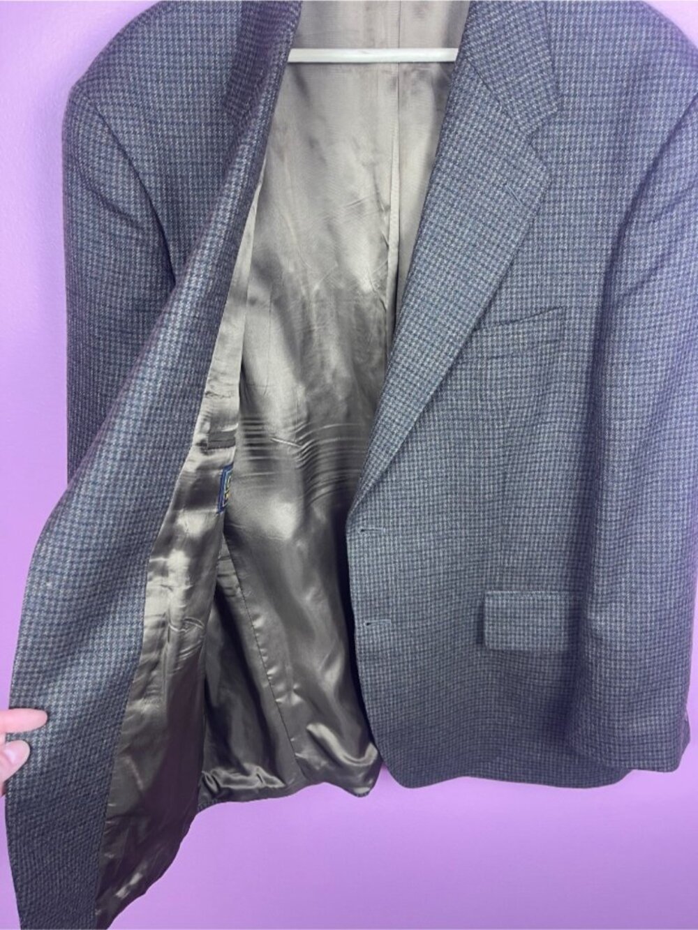 Chaps Ralph Lauren Vintage Houndstooth Tweed Sport Coat Wool Brown Men's 46R - Picture 7 of 13